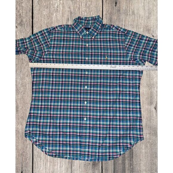 Polo Ralph Lauren Shirt Men’s XL Blue Green Plaid Long Sleeve Blue Pony - Picture 5 of 8